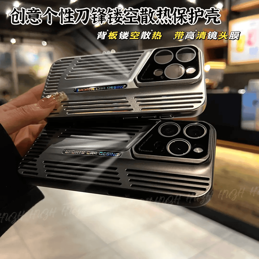 适用苹果15promax14/13刀锋散热手机壳iPhone13镂空背板pro防摔