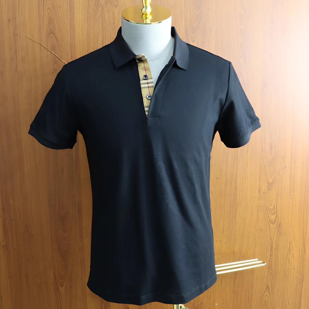 hawkdk纯棉男士商务通勤修身短袖Polo衫翻领体恤网眼长绒棉T恤
