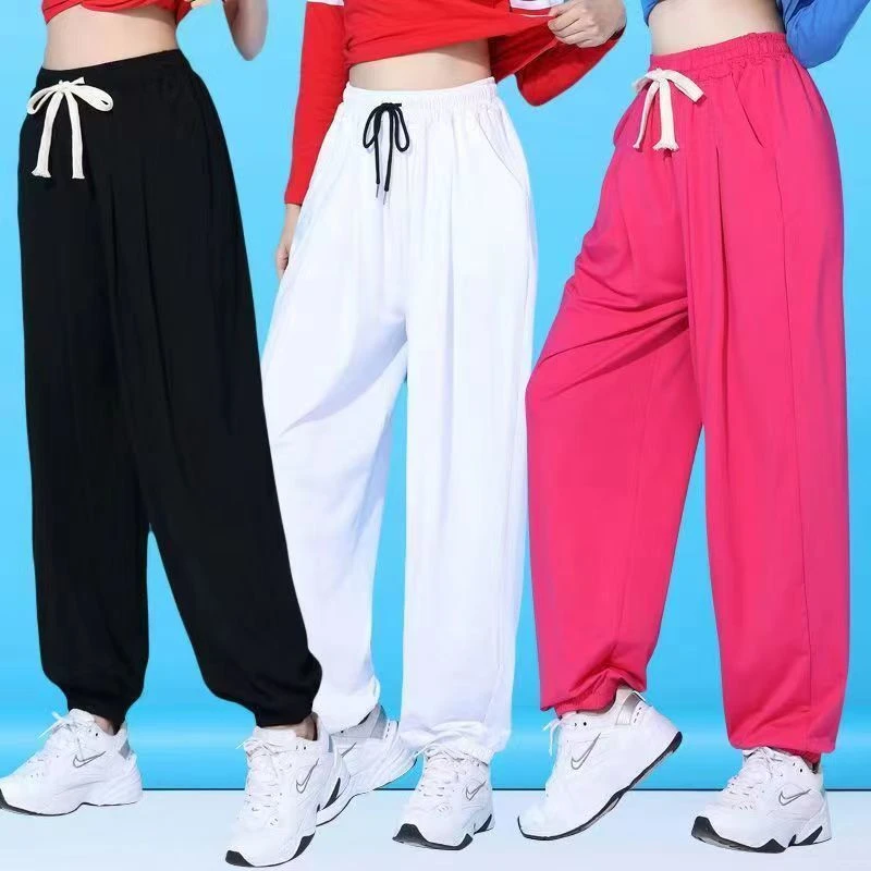 广场舞服装春夏新款冰丝棉跳舞裤子灯笼裤练功表演裤运动曳步舞裤