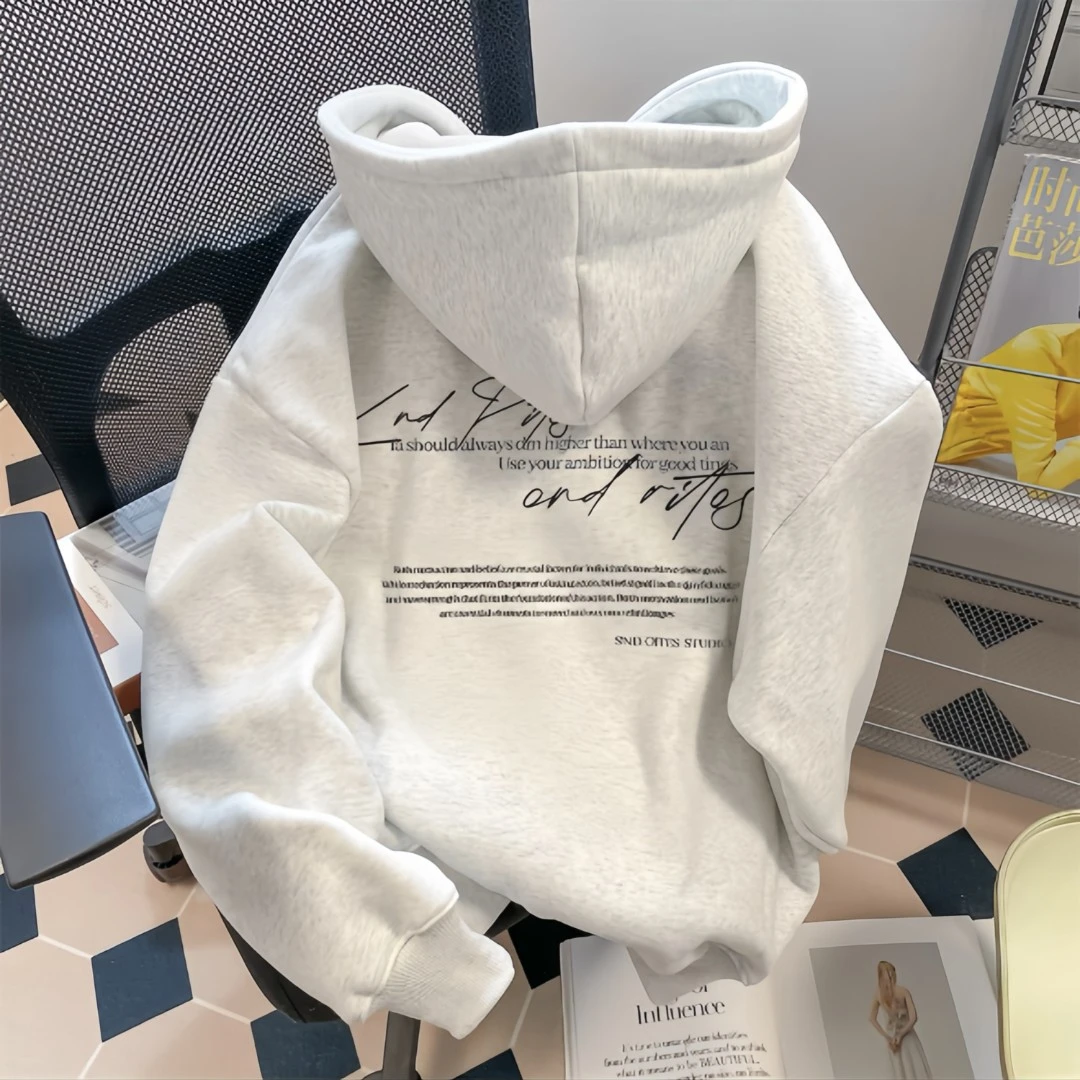 美式重磅纯棉连帽卫衣男士宽松潮牌印花秋冬加绒加厚休闲百搭外套