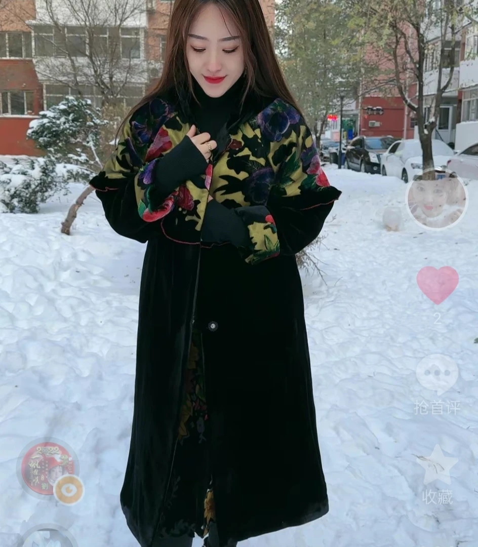 蚕丝拼接新中式棉袄