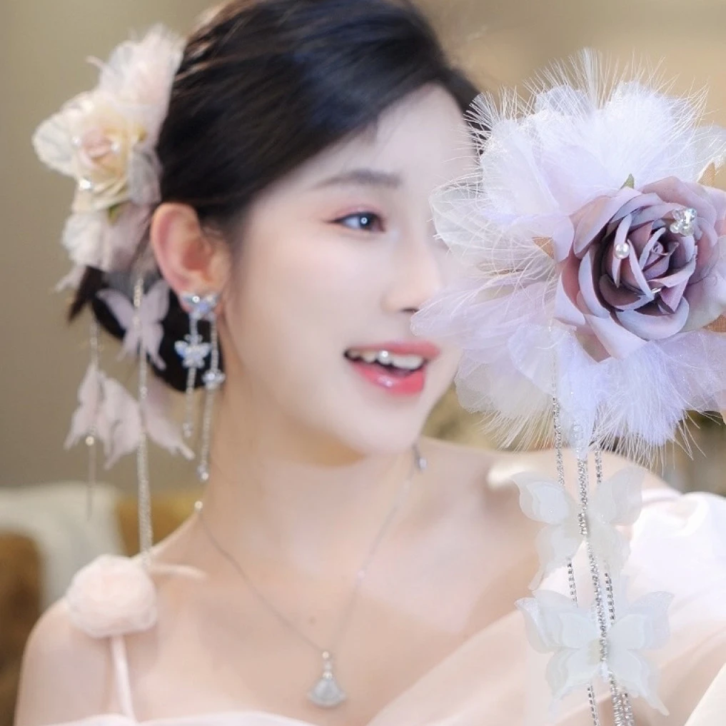 蝴蝶花神 ~2024新款氛围感十足花朵流苏抓夹女高级感发夹1465