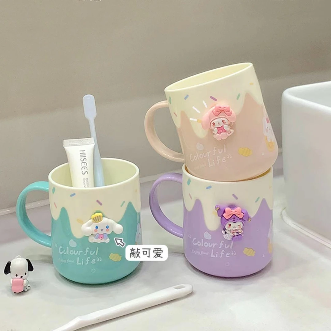 可爱卡通洗漱女孩一对创意牙杯漱口杯卫浴间家用儿童高颜值刷牙杯