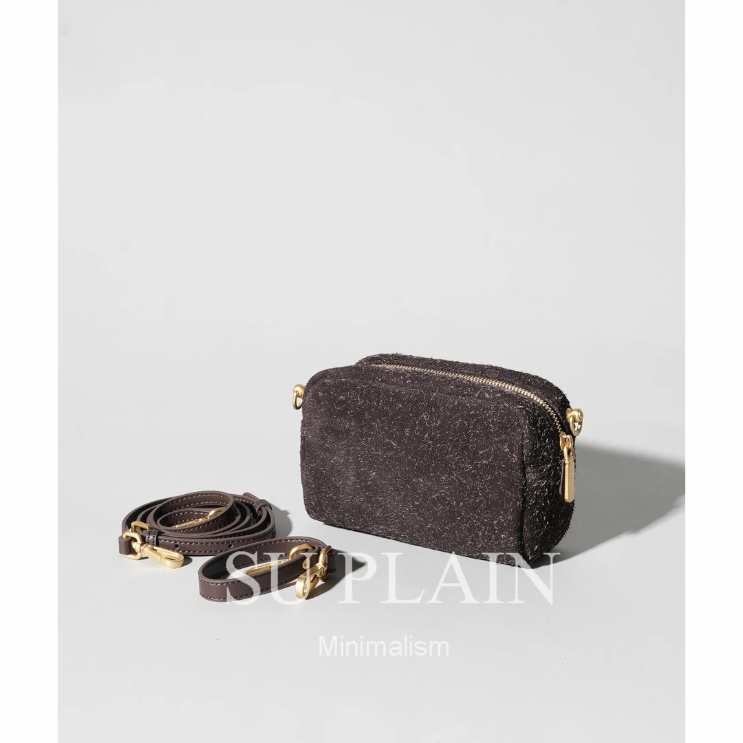 SUPLAIN/SUPLAIN雪花绒磨砂牛皮小方包休闲时尚手提单肩斜挎女包