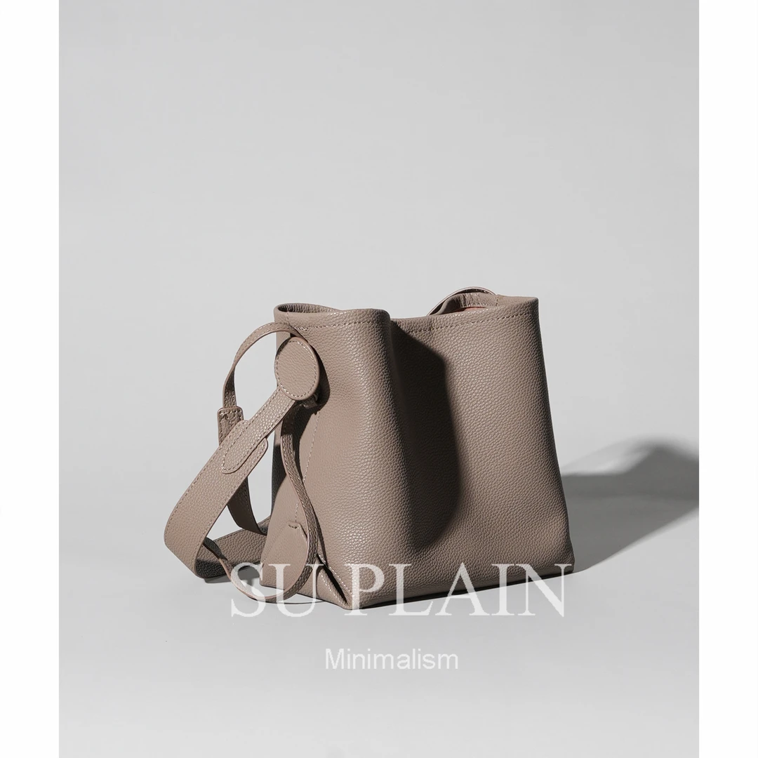 SUPLAIN/SUPLAIN秋冬新款水桶包通勤真皮牛皮女包休闲单肩斜跨包