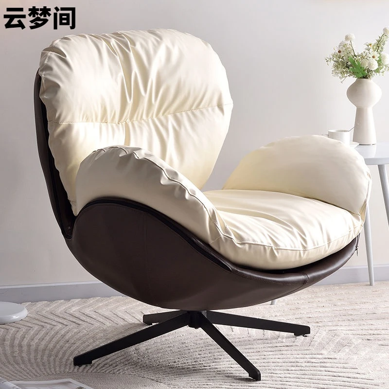 北欧轻奢单人沙发椅时尚旋转椅子意式客厅卧室家用阳台懒人休闲椅