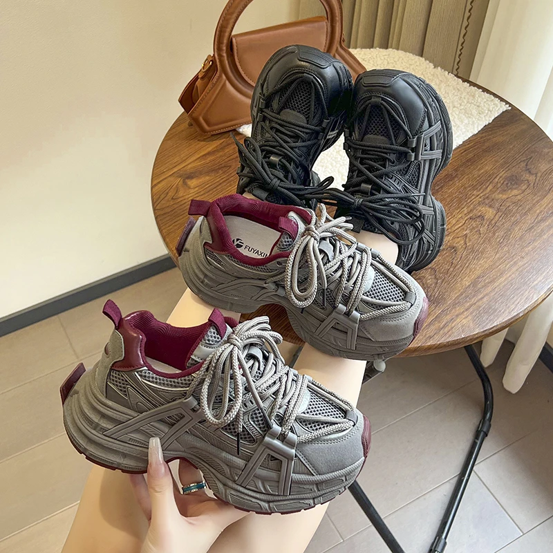 欧洲站品势厚底加絨透气老爹鞋2024秋冬新款百搭INS运动休闲鞋