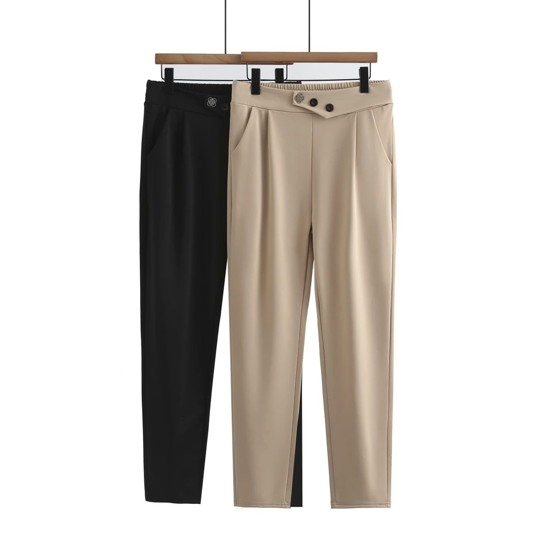 高腰妈妈裤子秋款宽松直筒长裤新款中年休闲大码中老年女裤春秋款