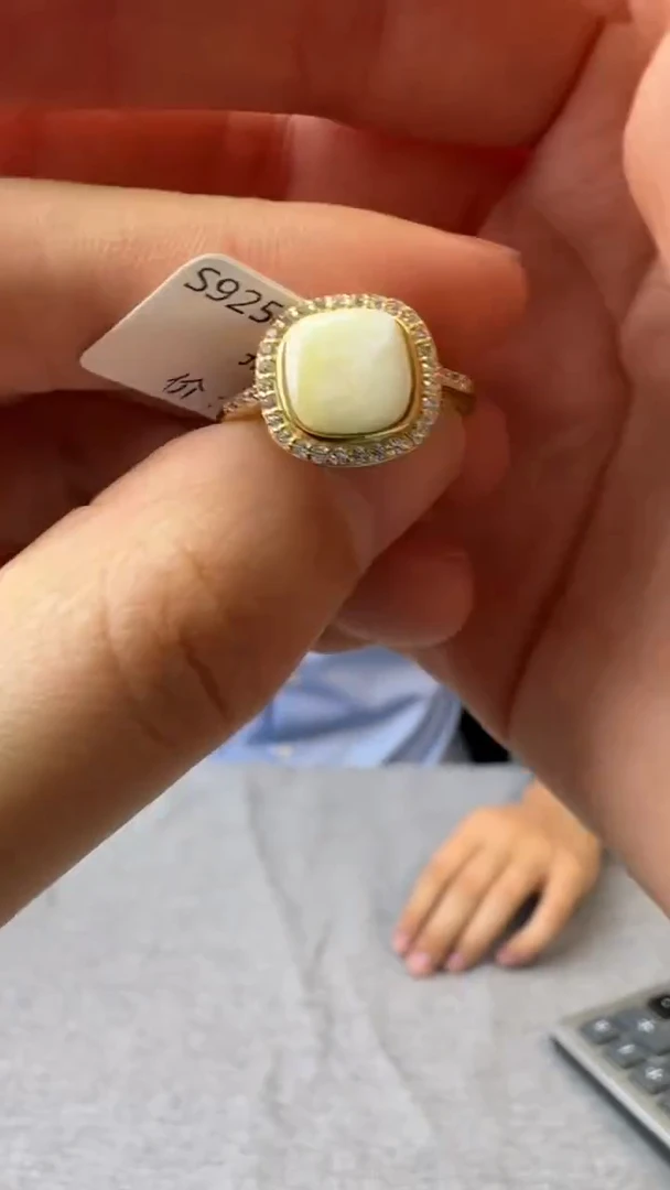 【闪购商品】琥珀戒指银S925镶嵌381多样性