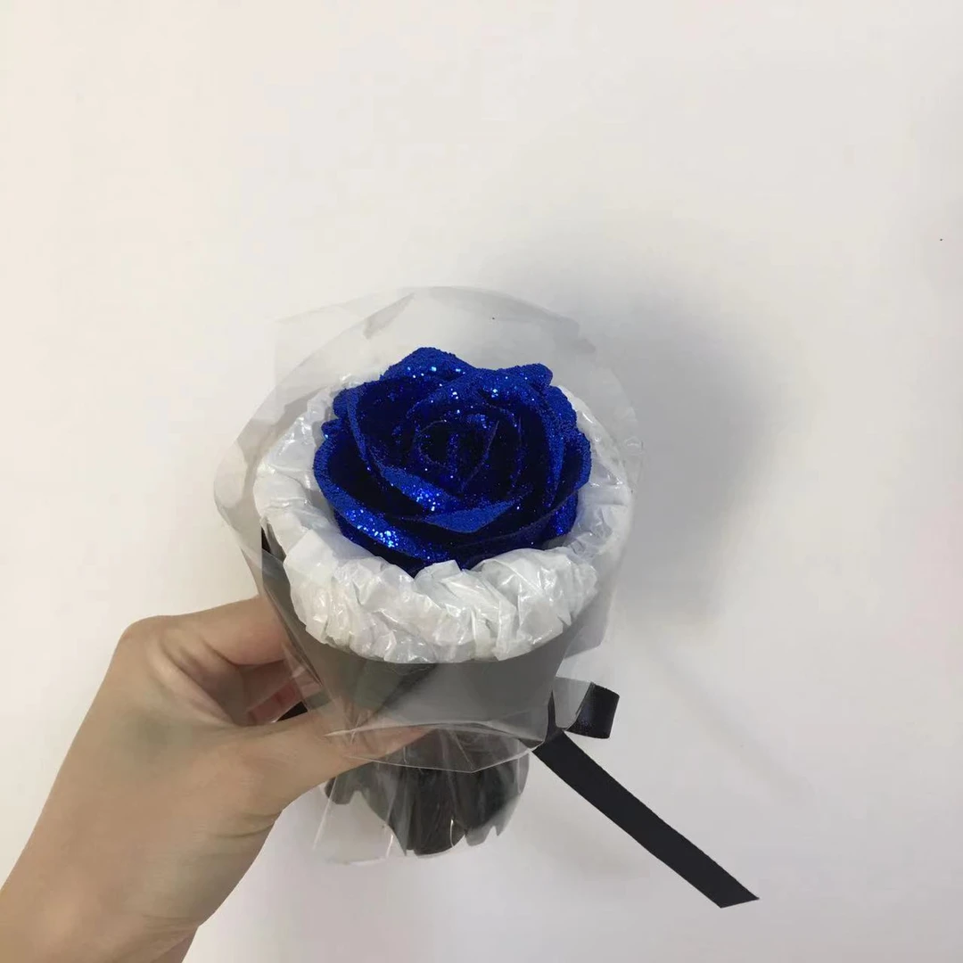 ins蓝色妖姬mini水晶玫瑰花束简约车内氛围闺蜜定制礼物小花