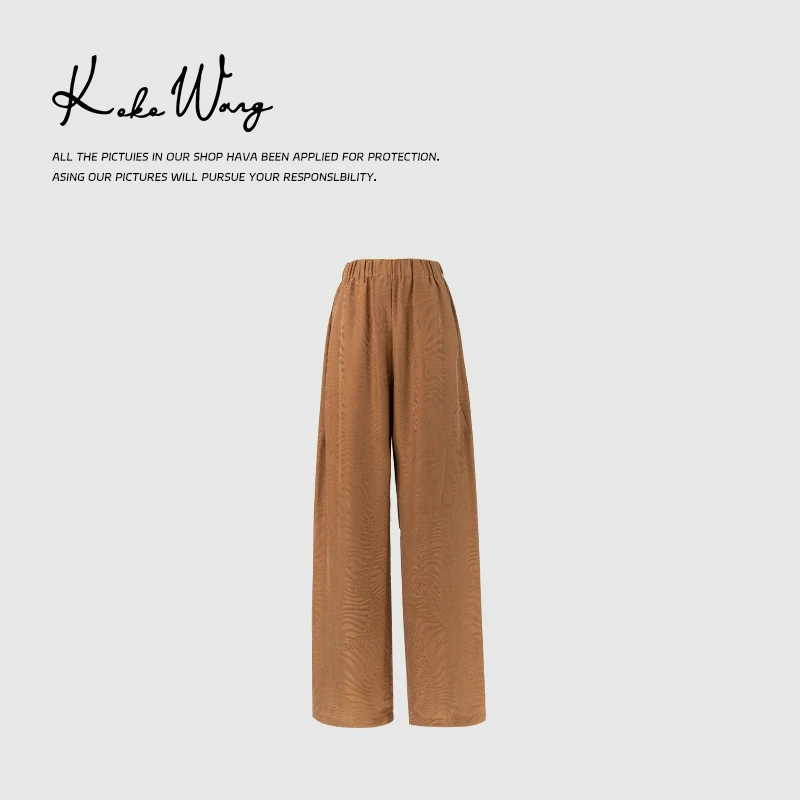 KOKOWANG100桑蚕丝砂洗浮雕印花时尚直筒休闲裤183634E19K01