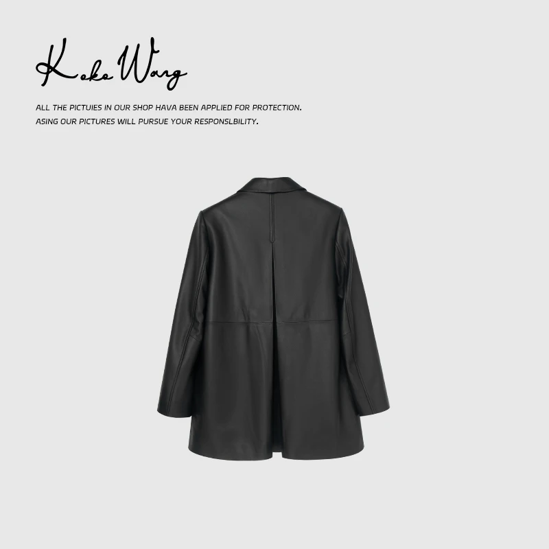 KOKOWANG 高级感简约两粒扣设计款休闲西装皮衣外套200684F07W48