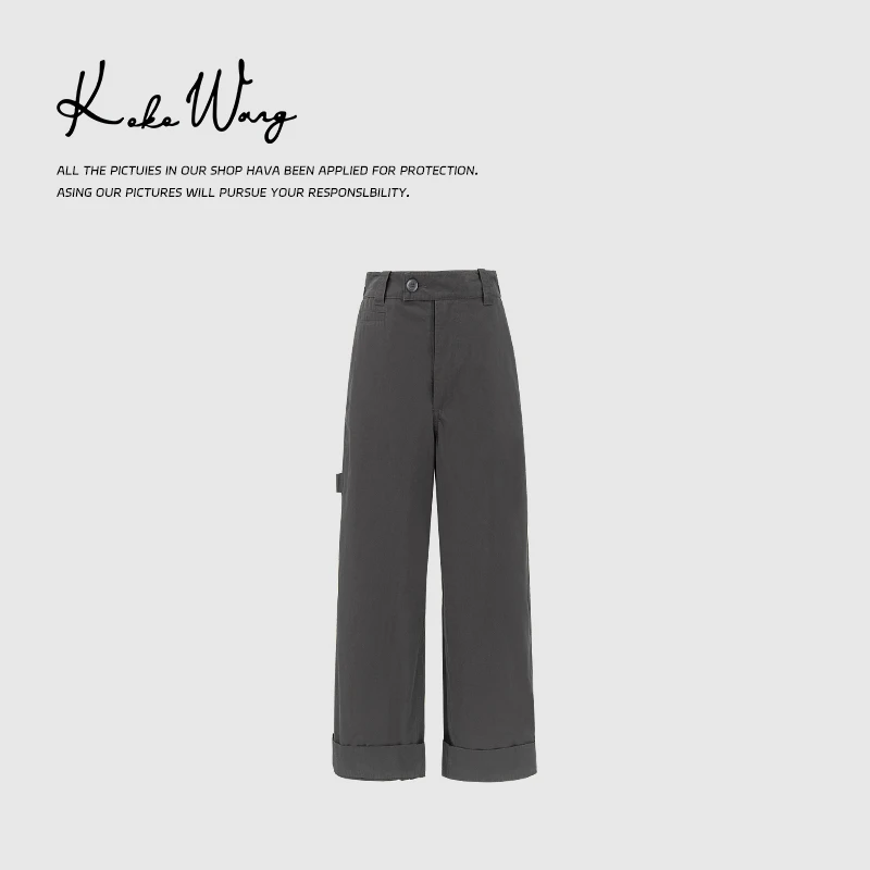 KOKOWANG 100棉薄款时尚百搭大口袋工装休闲裤 172444E10K01