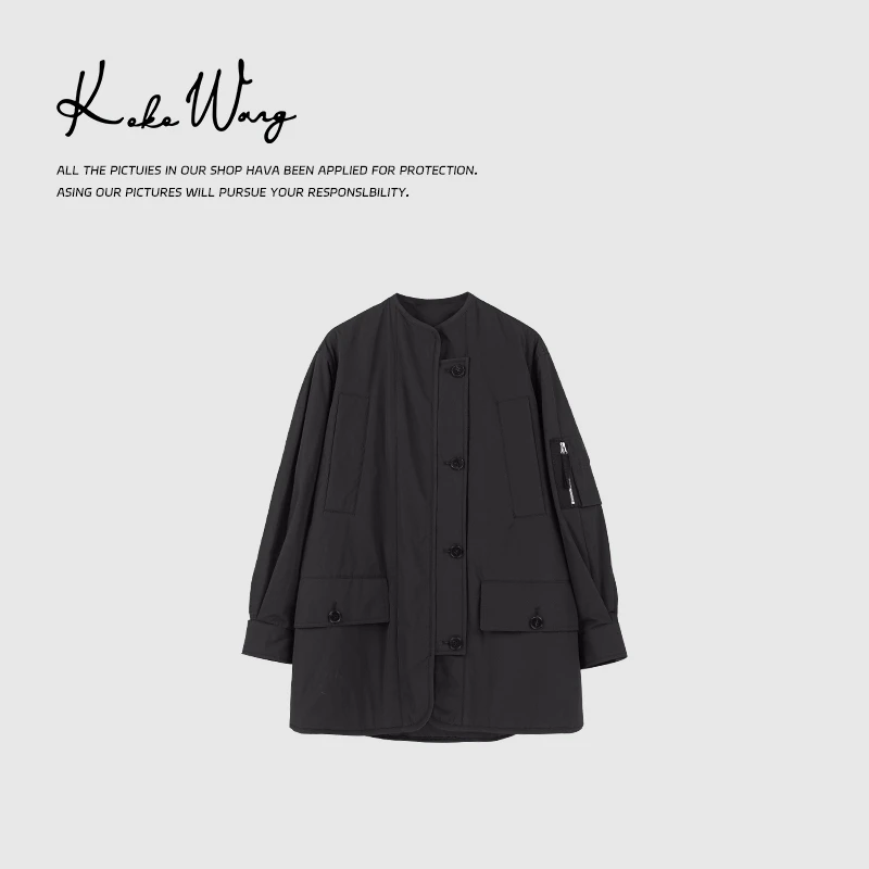 KOKO WANG秋冬极简宽松休闲显瘦大码女棉衣棉服外套264614H13W41