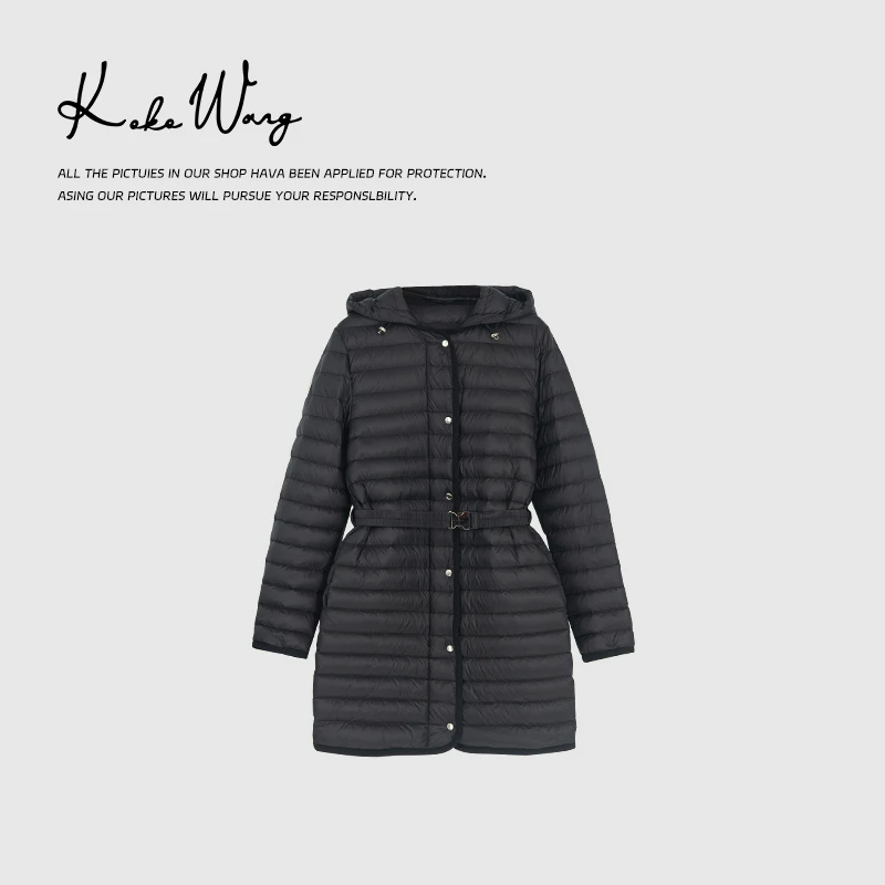 KOKO WANG秋冬连帽超轻保暖简约高级中长款鹅绒外套072444H04W41