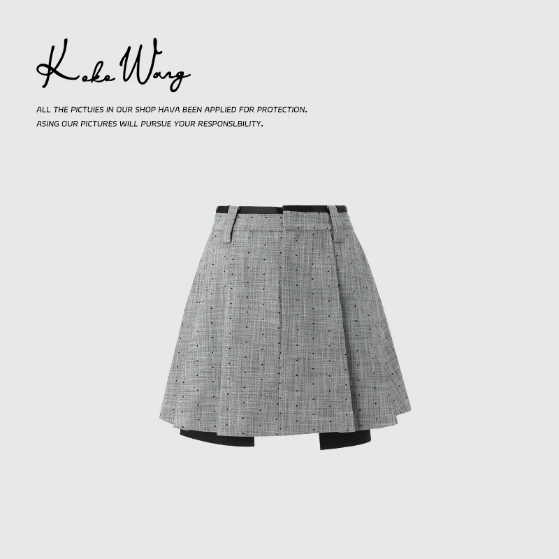 KOKO WANG夏季时尚学院风细波点减龄显瘦百搭半身裙302884E30Q41