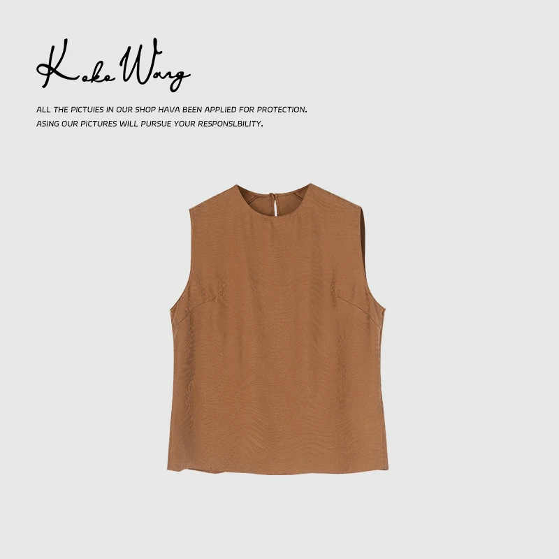 KOKOWANG100桑蚕丝砂洗浮雕印花百搭无袖背心193634E19T01