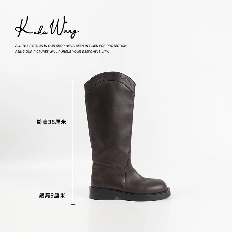 KOKOWANG 腿精天花板 V口厚底时尚百搭显瘦长筒靴220334F04X19
