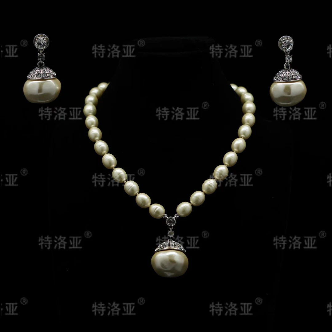 特洛亚 铜合金仿珍珠耳饰 复古百搭气质轻奢优雅中古套装 YD1112