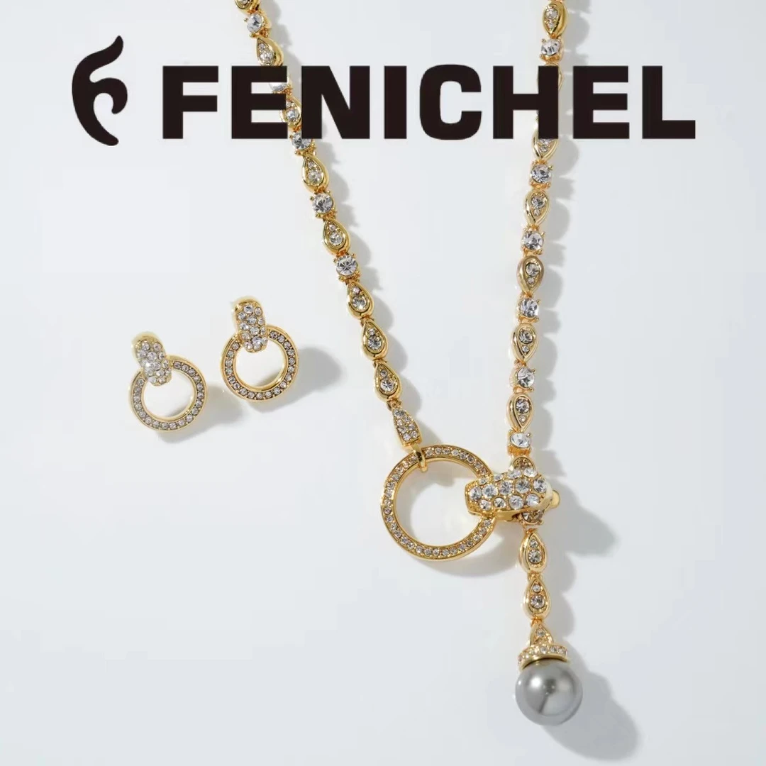 特洛亚 铜合金耳饰 ×FENICHEL轻奢时尚小众耳饰项链套装 FC010