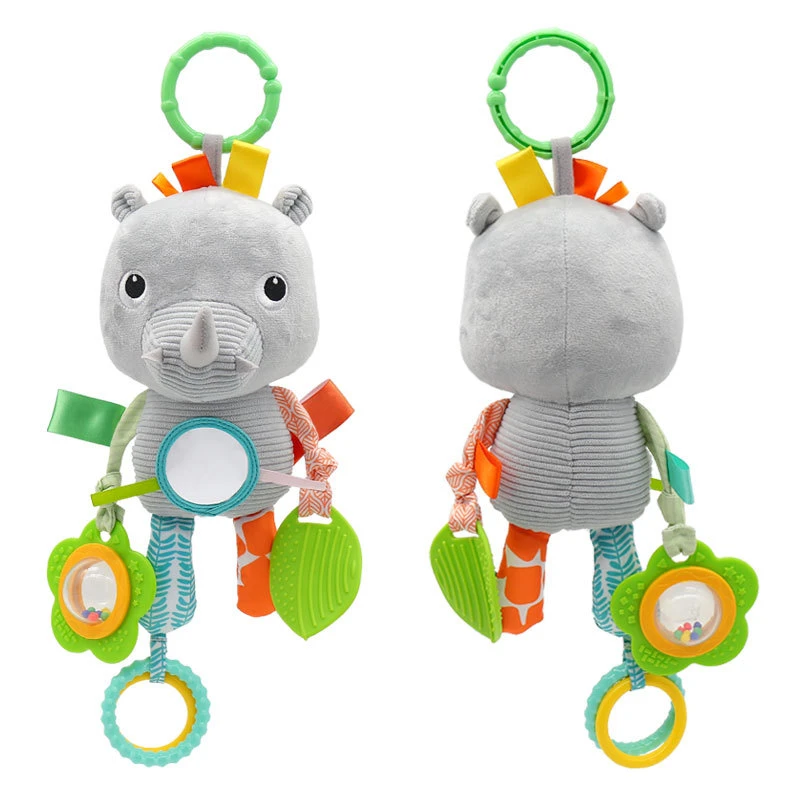 婴儿车挂玩具彩色犀牛牙胶车床挂早教玩具视觉激发床挂链儿童陪伴