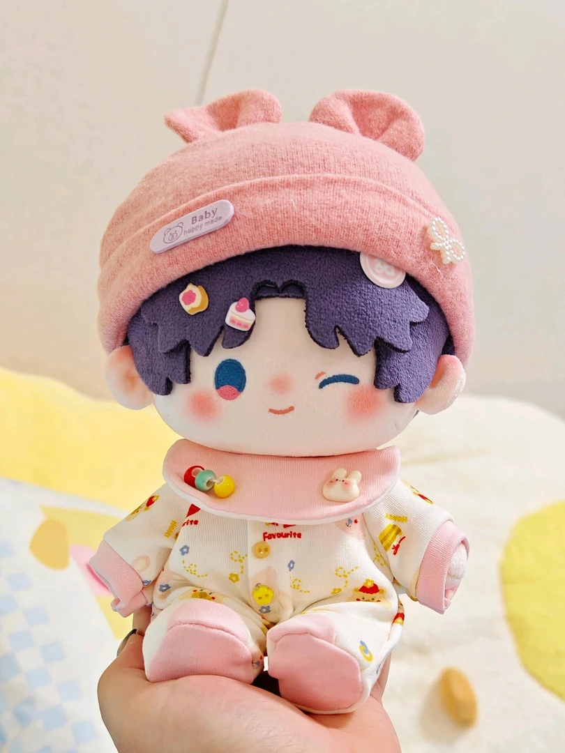 现货笨大熊家20cm娃衣爬爬服20CM站体连体服棉花娃娃口水巾衣服