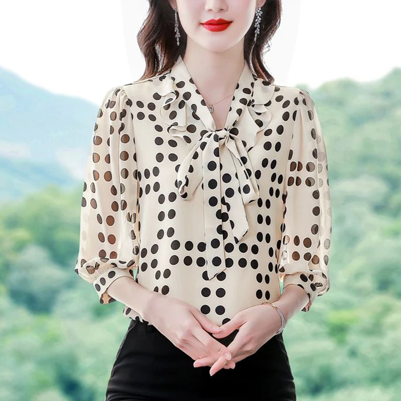 【钻石姐专属】七分袖碎花雪纺衫女2024夏季新款时尚减龄女士上衣