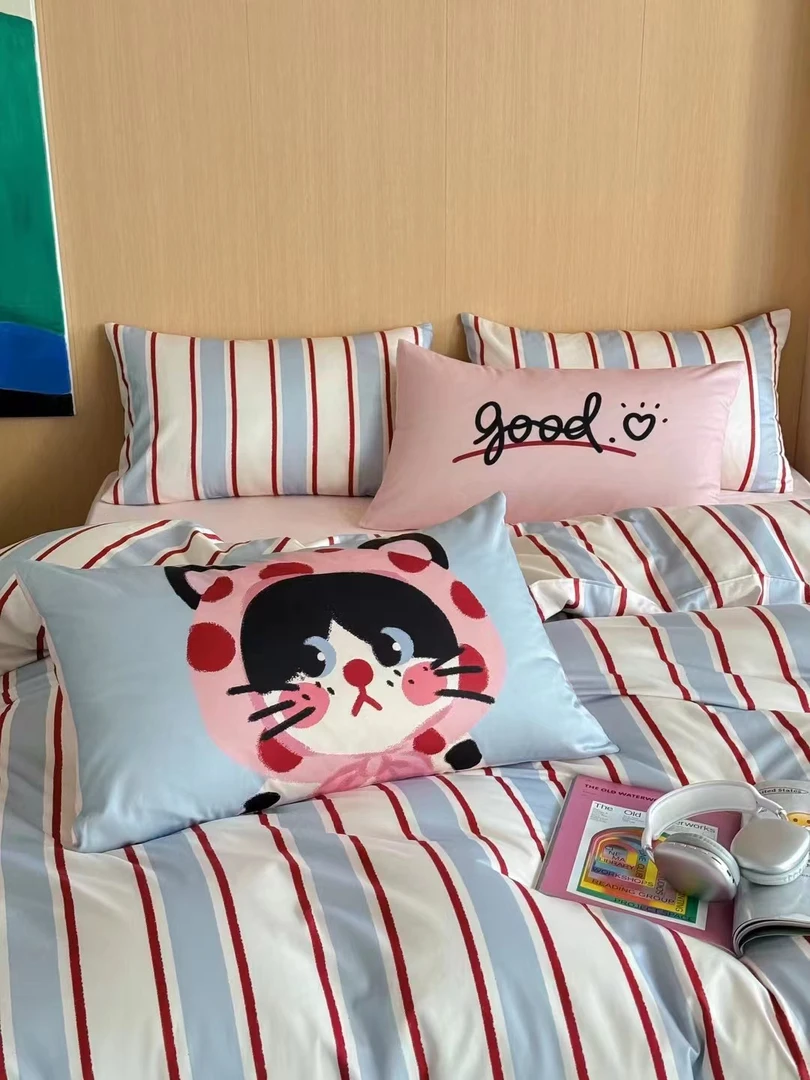 森觅家【伙伴熊】设计师款全棉纯棉数码印花四件套 ins卡通系列