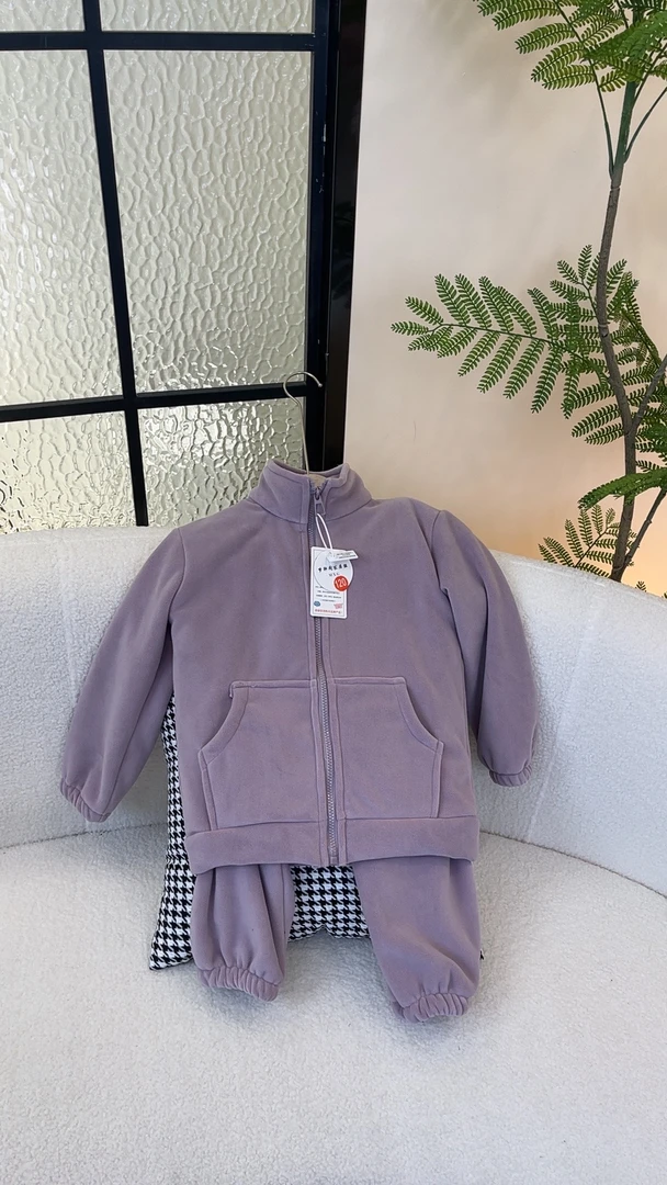 新款25-海豚绒儿童童装女童男童睡衣