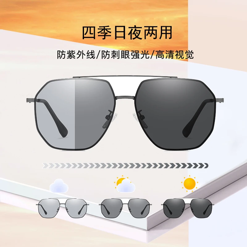 【四季日夜两用】墨偏光镜防远光专用开车太阳镜潮流变色眼镜