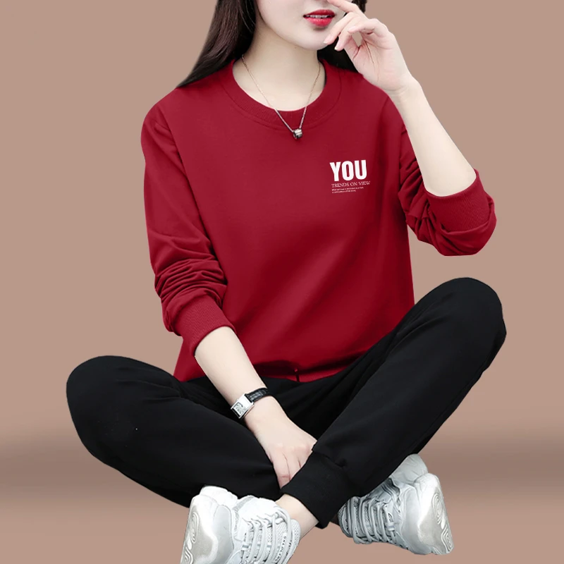 运动套装女春秋新款女装休闲服中年妈妈长袖加绒加厚卫衣两件套冬