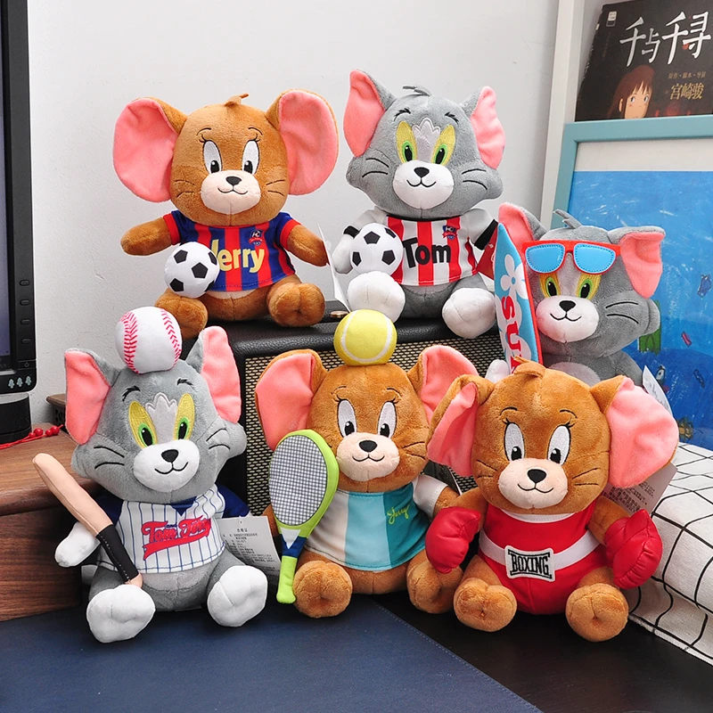 正版猫和老鼠毛绒玩具运动员足球汤姆猫网球冲浪玩偶公仔儿童礼物
