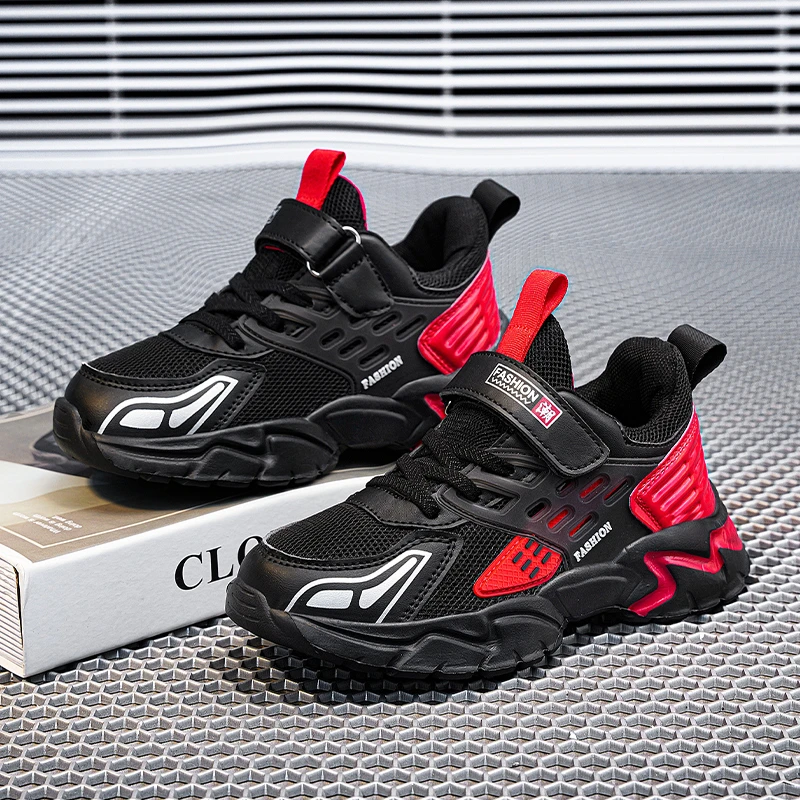 2024新款男孩鞋子春秋季款学生百搭运动鞋男孩网面透气休闲跑步鞋