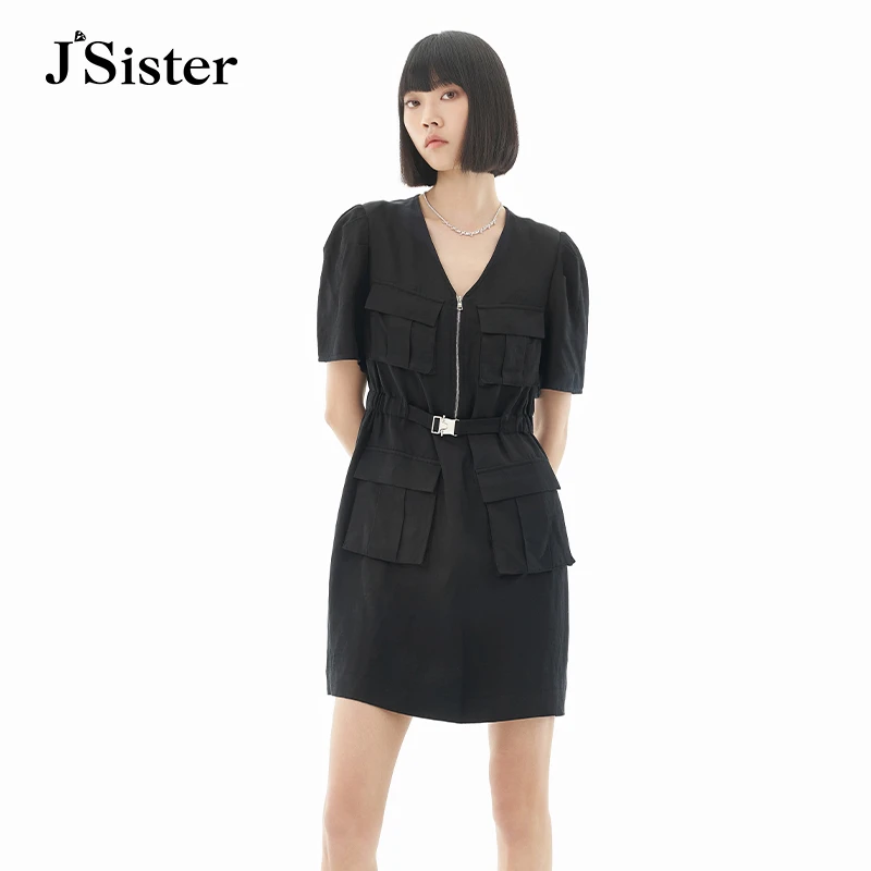jsister夏季新品连衣裙 JS女装时尚设计感工装