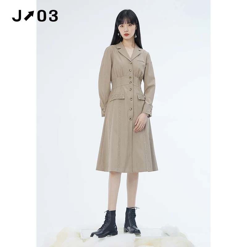 J03女装 秋季新款西装连衣裙 时尚气质优雅中长款收腰