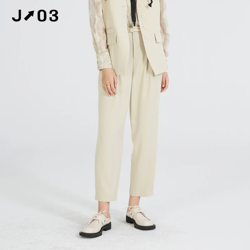 J03女装 春季新款休闲裤 时尚通勤百搭直筒裤