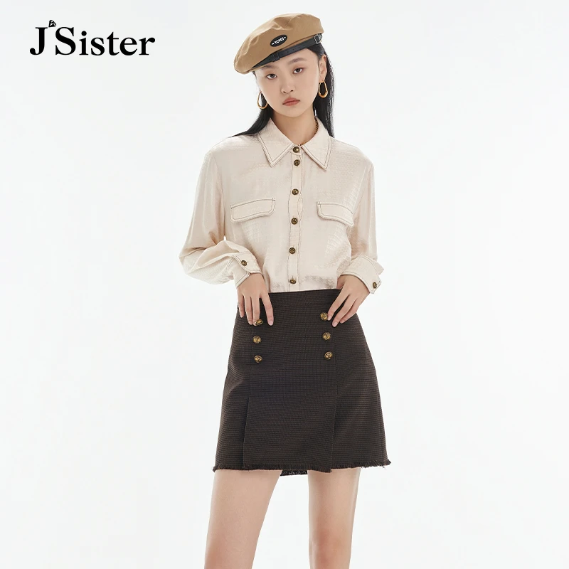 jsister秋季新款衬衫 JS女装时尚百搭设计感衬衣