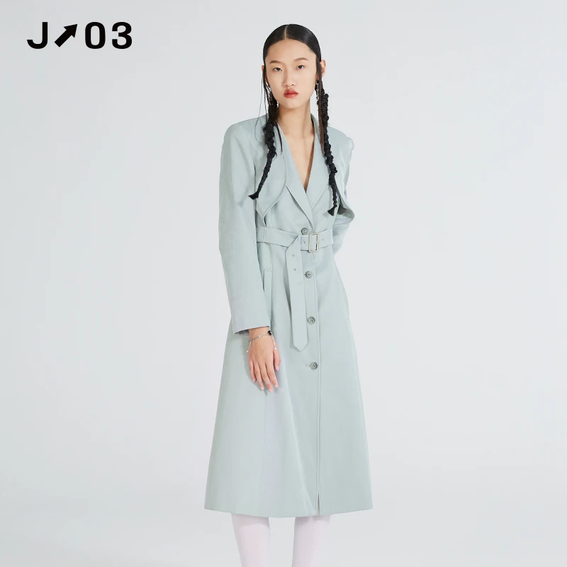 J03女装 春季新款风衣 时尚设计感收腰显瘦系带外套