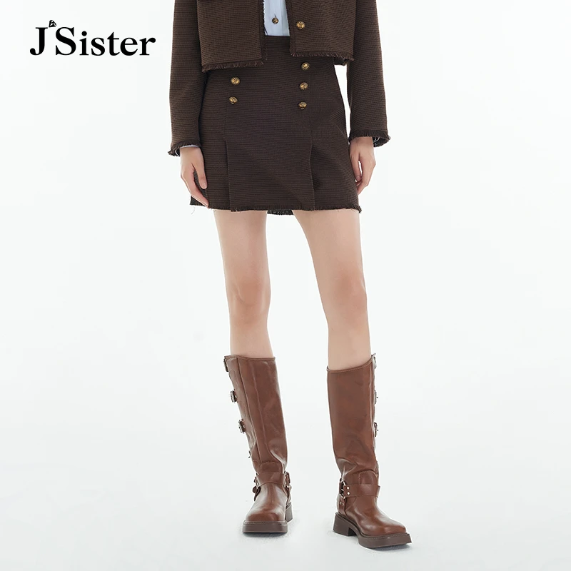 jsister秋季新款半身裙 JS女装时尚百搭休闲通勤A字裙