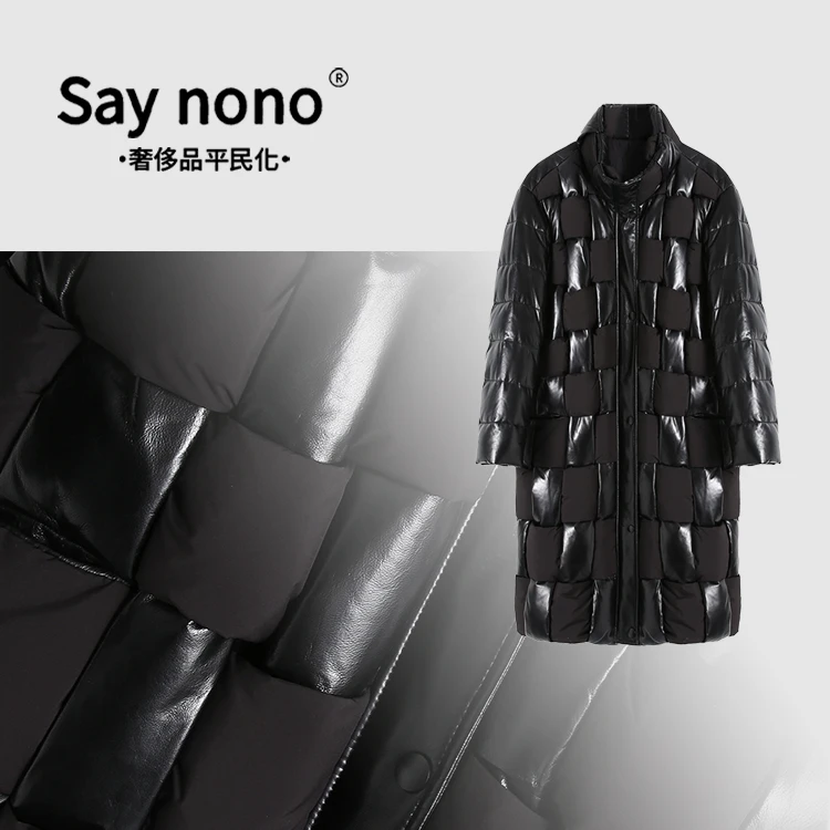 懒猫nono│Saynono 匠心.手工超薄编织真皮皮衣女鹅绒服 /Z21118
