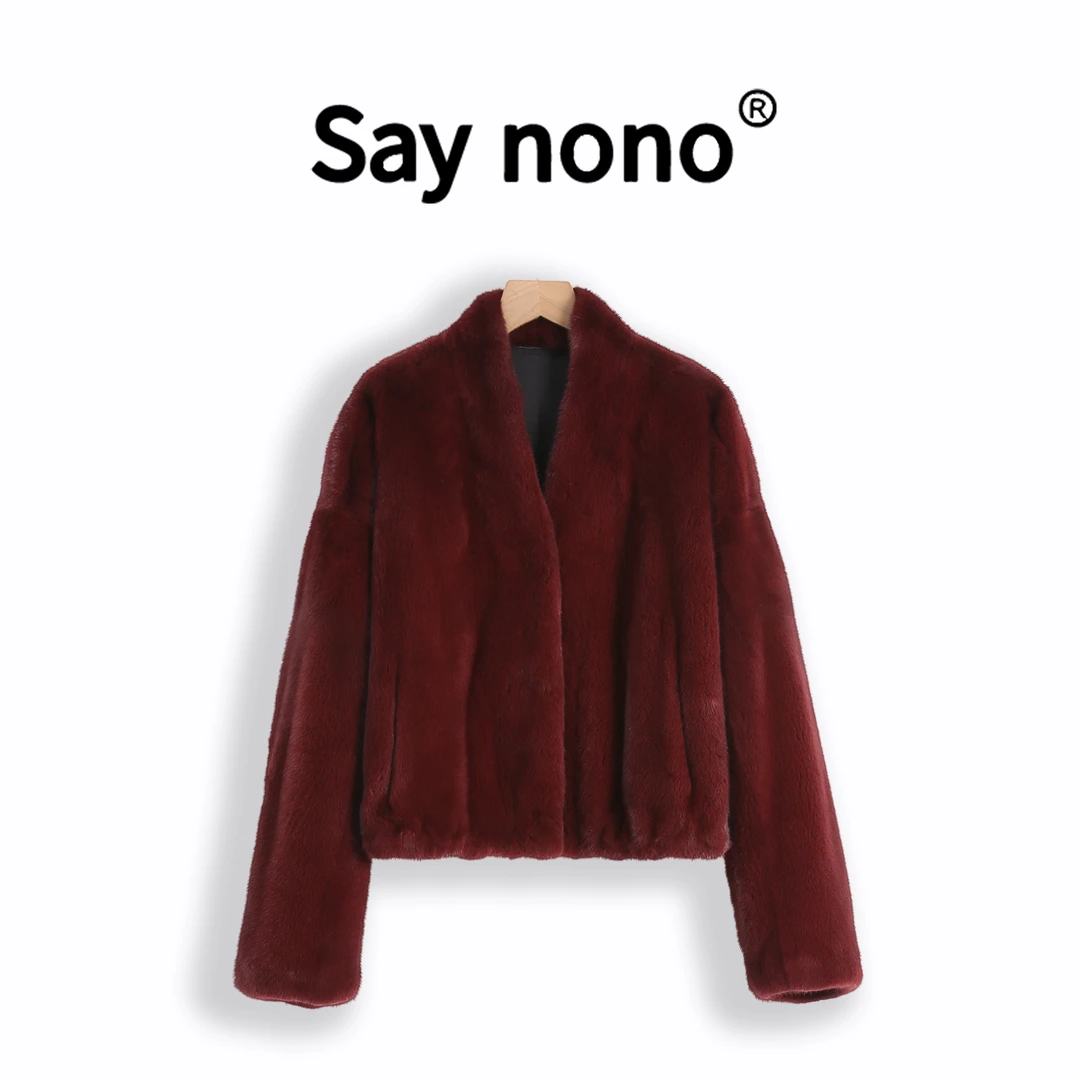 懒猫nono│Saynono 轻奢定制安哥拉红水貂皮草外套DW2409