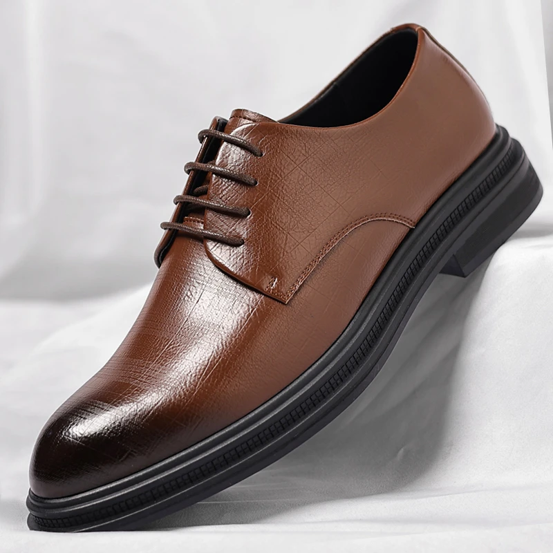 男鞋新款时尚商务休闲正装内增高皮鞋时尚舒适男士结婚新郎皮鞋子