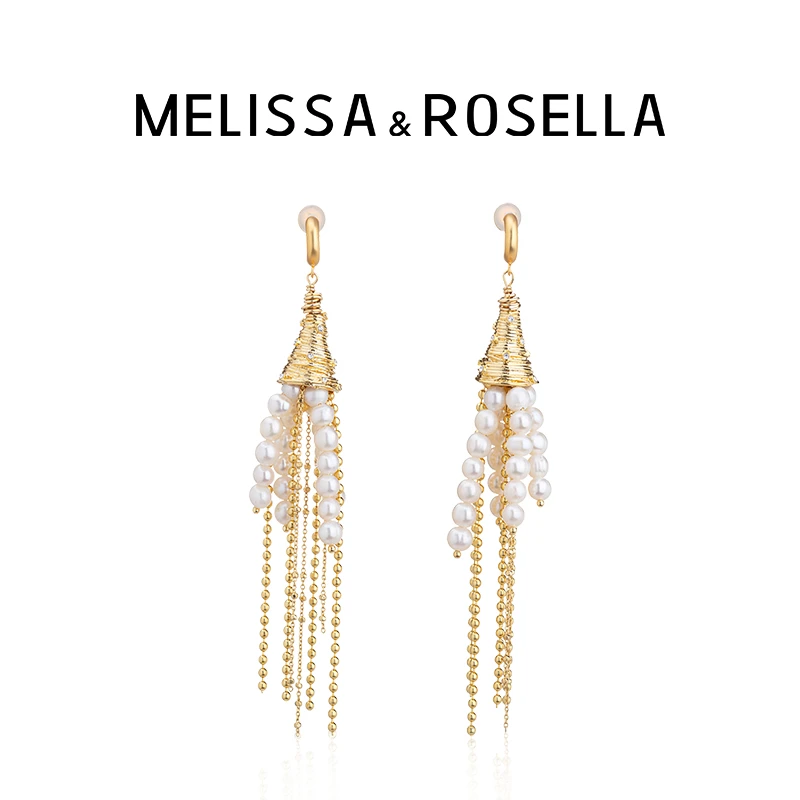 MELISSA&ROSELLA 铜合金耳饰 长款流苏耳环小众高级轻奢复古高级