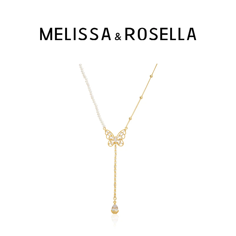 MELISSA&ROSELLA 铜合金项链 轻奢小众气质简约蝴蝶项链仙女坠链