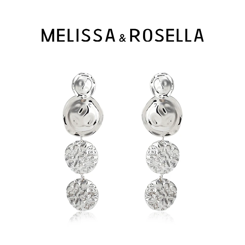 MELISSA&ROSELLA 铜合金耳饰 凹凸耳钉轻奢长耳环时尚气质设计师