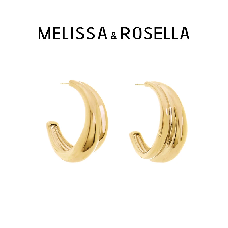 MELISSA&ROSELLA 铜合金耳饰 时尚耳环女款法式双层金属简约耳圈