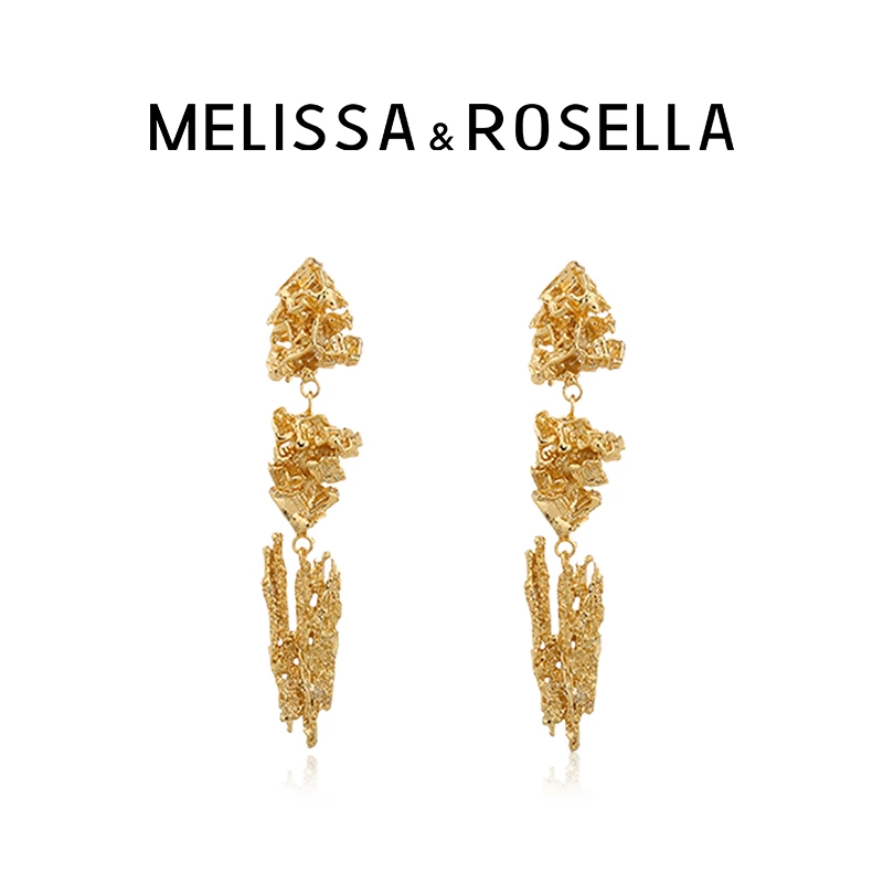 MELISSA&ROSELLA 铜合金耳饰 地下溶洞光晕耳环长款高级感耳钉女