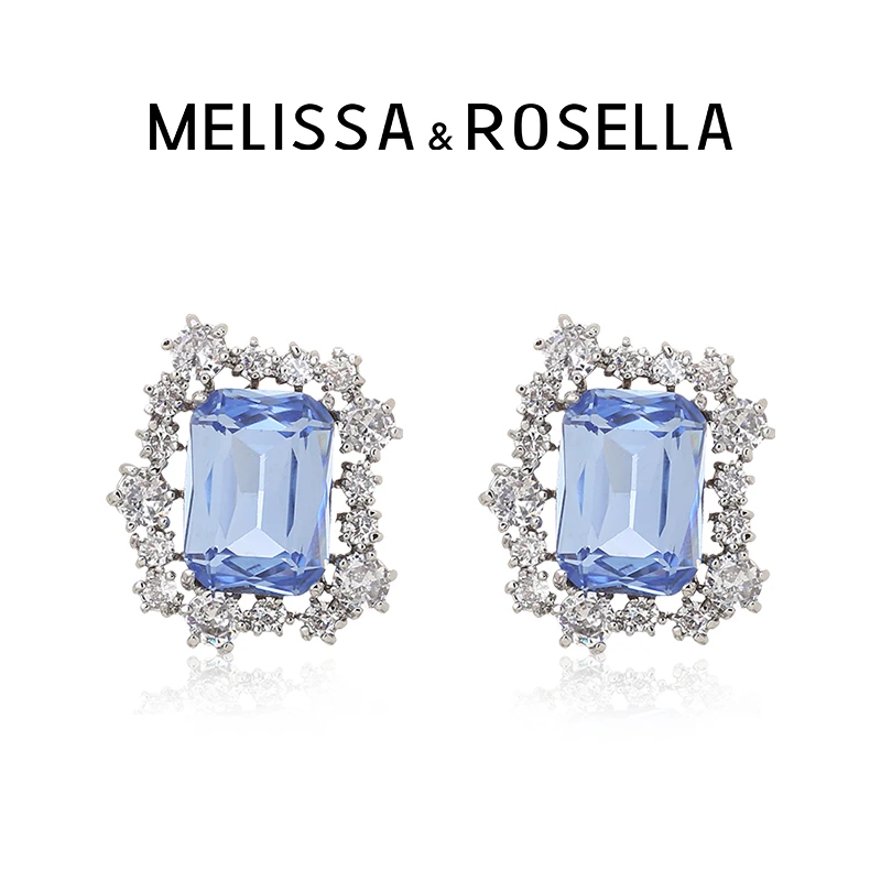 MELISSA&ROSELLA 铜合金耳饰 超闪小众高级感宝石耳钉镶嵌精致