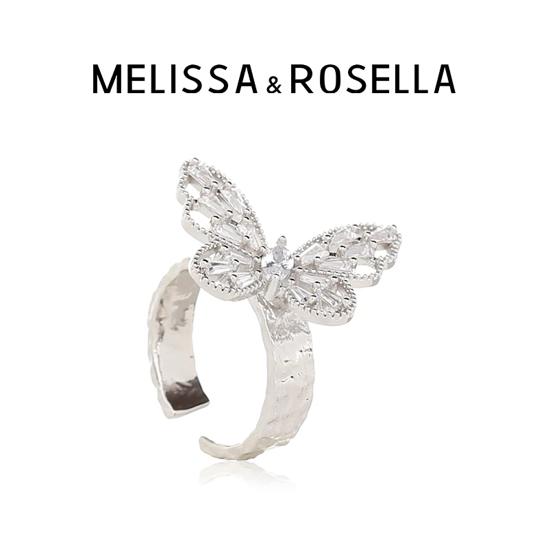 MELISSA&ROSELLA 铜合金戒指 蝴蝶戒指镶嵌精致小众原创设计师款