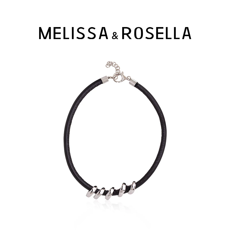 铜合金皮质项链 MELISSA&ROSELLA梅赛拉可拆卸金属坠皮质项链项圈